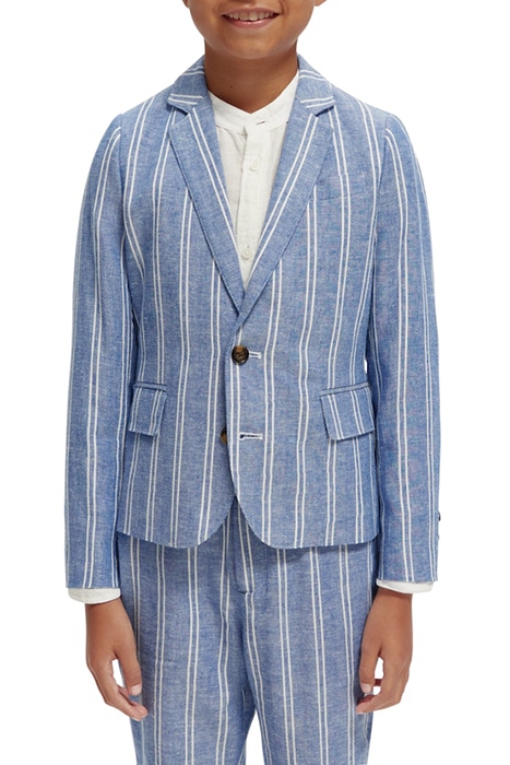STRIPED COTTON LINEN DRESSED BLAZER BLUE STRIPE 2