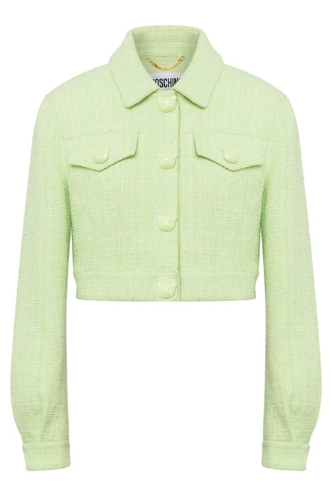 CROPPED JACKET IN TEDDY BUTTONS TWEED GREEN 3