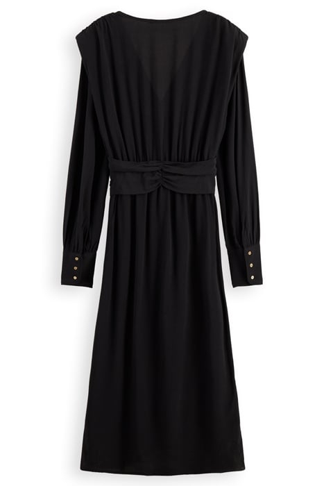 LONG-SLEEVE DRAPED DRESS WITH SLIT DETAIL BLACK 8