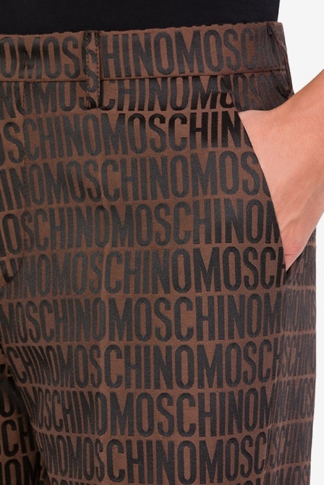 ALLOVER LOGO JACQUARD NYLON SHORTS DARK BROWN 4