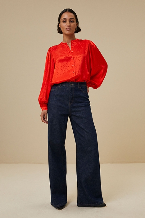 RIKKI SATIN BLOUSE POPPY-RED 1