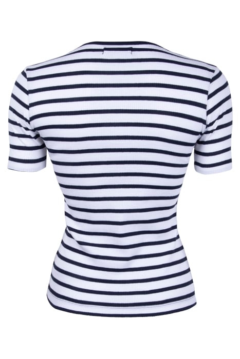STRIPE SLIM FIT RIB TEE DK NAVY/WHITE 2