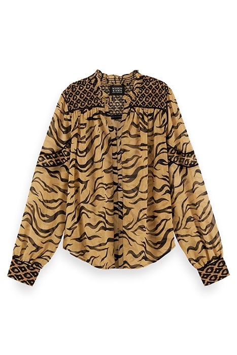 PRINTED SMOCKED SHEER SHIRT COMBO K 1