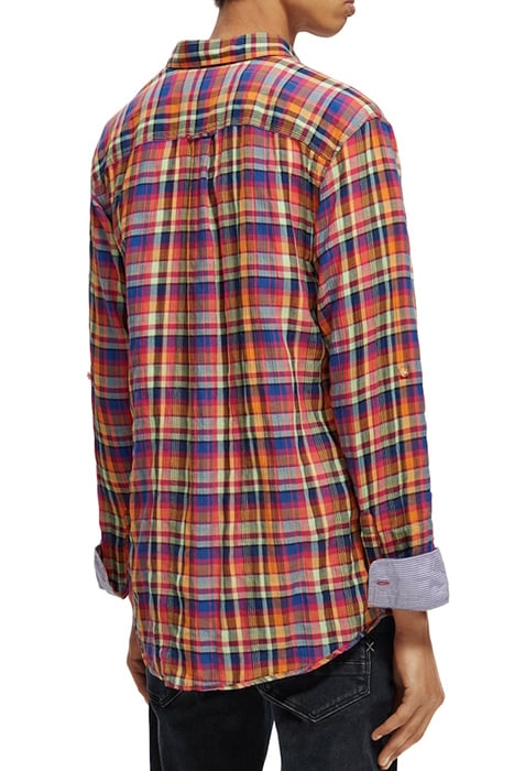 LIGHT WEIGHT VOILE SHIRT WITH SEERSUCKER RED/MULTI CHECK 3