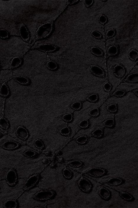 PUFF SLEEVE EMBROIDERED ORGANIC COTTON SHIRT DRESS BLACK 7