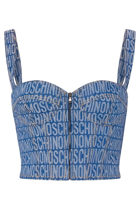 ALLOVER LOGO DENIM CROP TOP BLUE 3