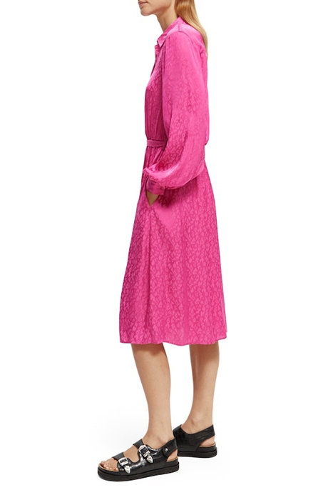 RELAXED FIT SHIRT DRESS IN VISCOSE JACQUARD FUCHSIA 5