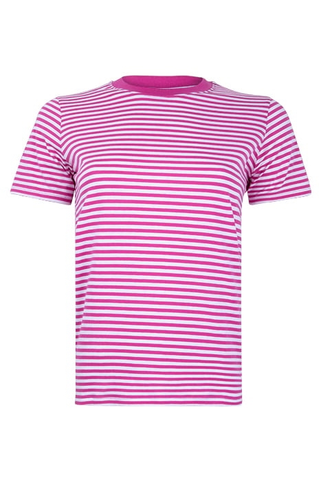 CREW STRIPE TEE WILD ROSA/WHITE 1