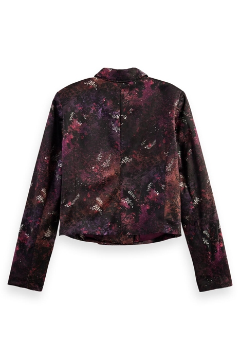 PRINTED VELVET CROPPED BLAZER MIDNIGHT SLATE 2