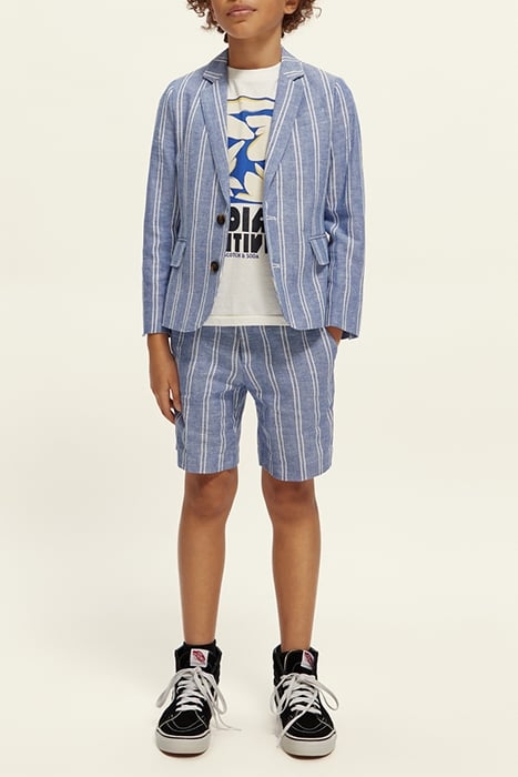 STRIPED LINEN DRESSED SHORTS BLUE STRIPE 4