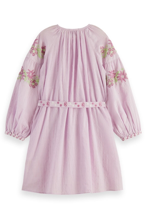 LONG-SLEEVED LIGHTWEIGHT FLOWER EMBROIDERY DRESS ORCHID 2