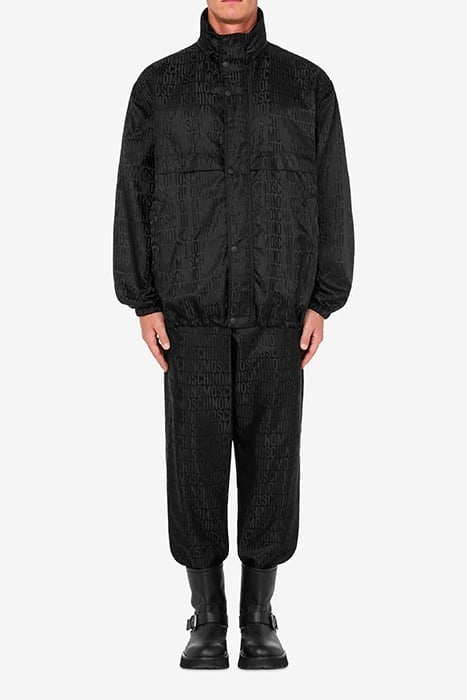 ALLOVER LOGO JACQUARD NYLON WINDBREAKER BLACK 1