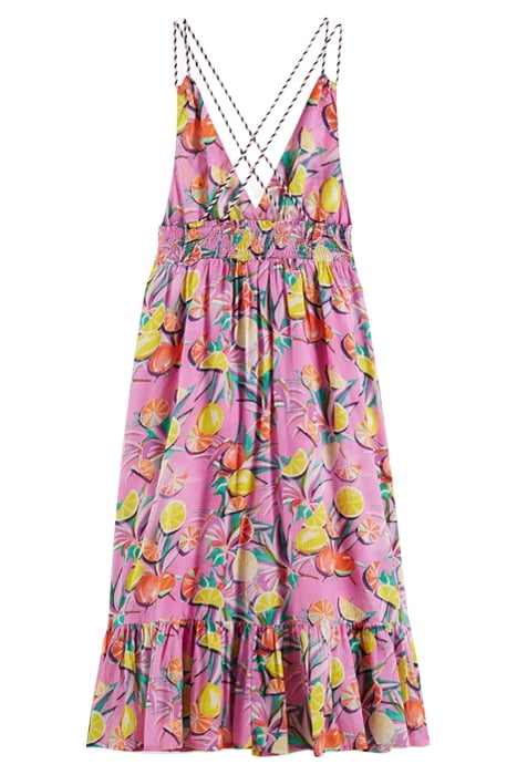 SMOCK WAISTBAND MAXI DRESS CITRUS SQUASH ORCHID 2