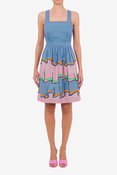 TROMPE-L'ŒIL POLKA DOT MIDI DRESS MULTICOLOR 1