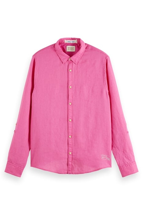 LINEN SHIRT WITH SLEEVE ROLL-UP CERISE 1