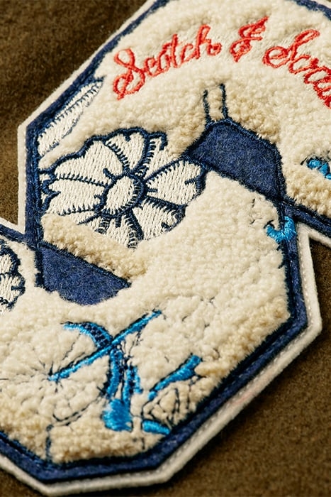 WOOL COLLEGE JACKET WITH LEATHER SLEEVES KHAKI 8