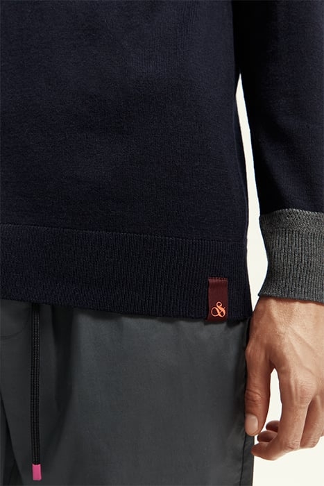 CONTRAST-TRIMMED LIGHTWEIGHT WOOL-BLEND CREWNECK PULLOVER NA 6