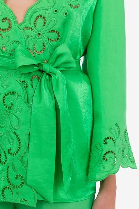 SHIRT WITH AJOUR SASH GREEN 4