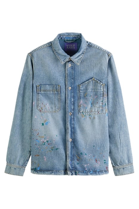 WASHED LIGHTWEIGHT DENIM OVERSHIRT WITH PAINT DETAILS WASHED 1