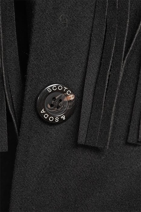 FRINGED OVERSIZED WOOL BLEND SHIRT JACKET BLACK 6