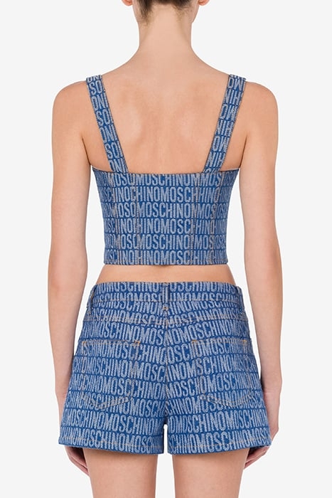 ALLOVER LOGO DENIM CROP TOP BLUE 2