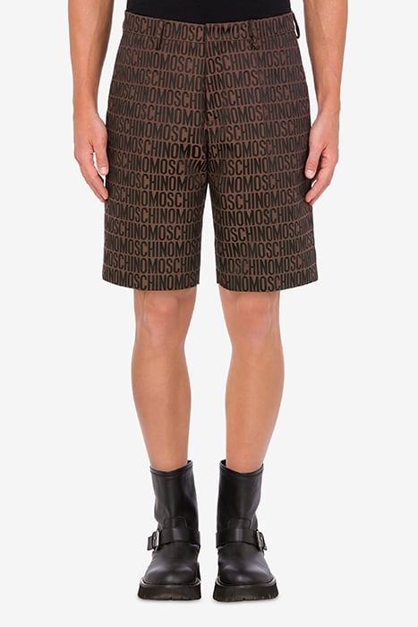 ALLOVER LOGO JACQUARD NYLON SHORTS DARK BROWN 1