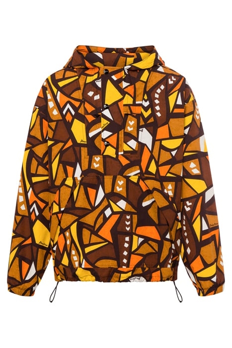 WOOD PRINT NYLON ANORAK BROWN 3