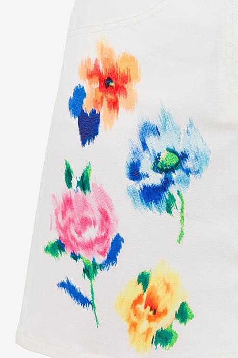 MINI SKIRT IN FLOWER CHINÉ COTTON GABARDINE MULTICOLOR 4