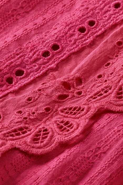 MINI SHIRT DRESS WITH LACE DETAIL IN ORGANIC COTTON FUCHSIA 3
