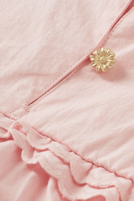 RUFFLE DETAIL LONG-SLEEVED CRISPY COTTON TOP BLUSH 3