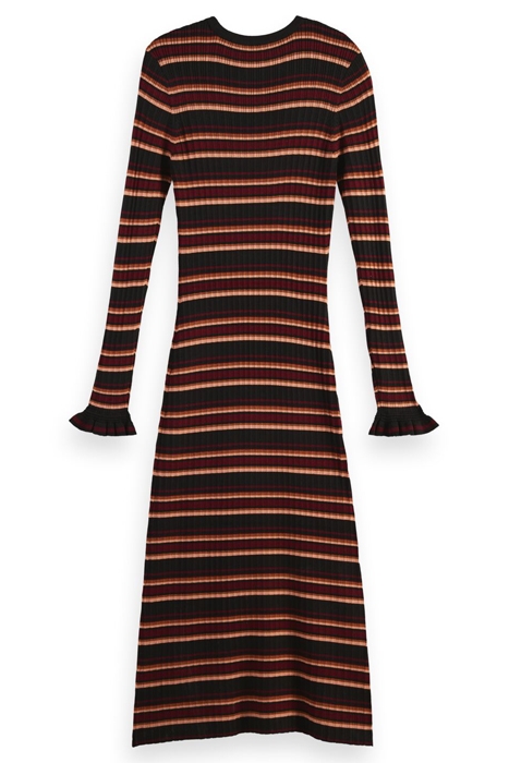 STRIPED CREW-NECK KNITTED DRESS BLACK SKY 2