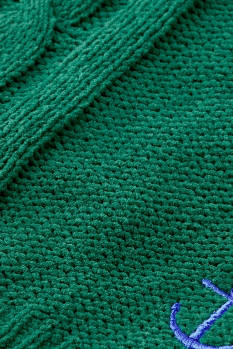 CHENILLE CABLE KNIT DEEP GREEN 7