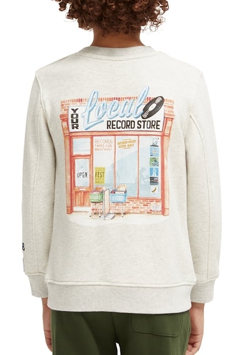 REGULAR FIT ARTWORK SWEATSHIRT IN ORGANIC COTTON ECRU MELANG 2