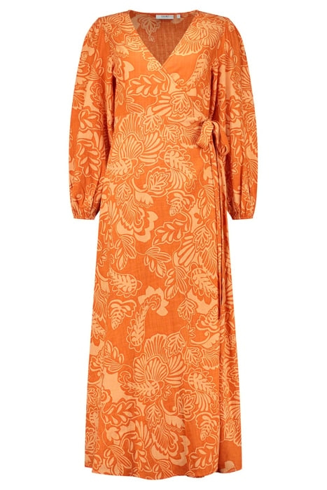 NAIROBI DRESS ARTSY LEAVES FRESH APRICOT ORANGE 3