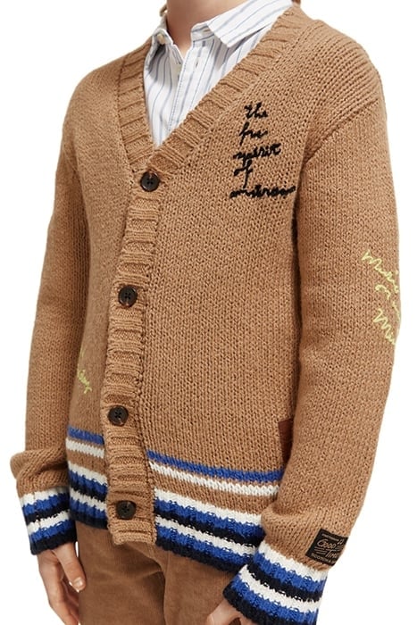 INTARSIA CARDIGAN CAMEL 6