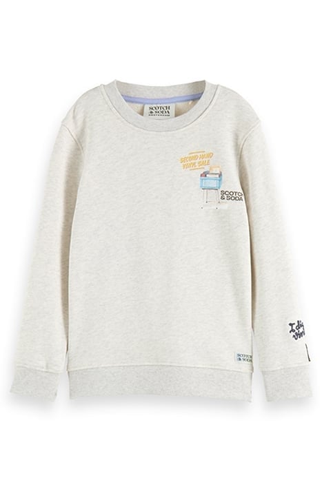 REGULAR FIT ARTWORK SWEATSHIRT IN ORGANIC COTTON ECRU MELANG 4