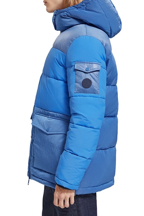 MID LENGTH FABRIC MIX PUFFA JACKET RHYTHM BLUE 7