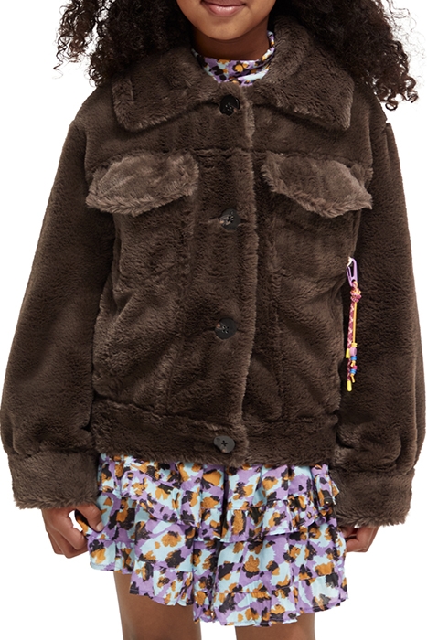 FAUX FUR TRUCKER JACKET DARK CHOCOLATE 1