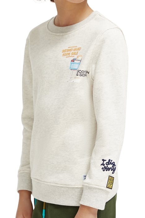 REGULAR FIT ARTWORK SWEATSHIRT IN ORGANIC COTTON ECRU MELANG 6