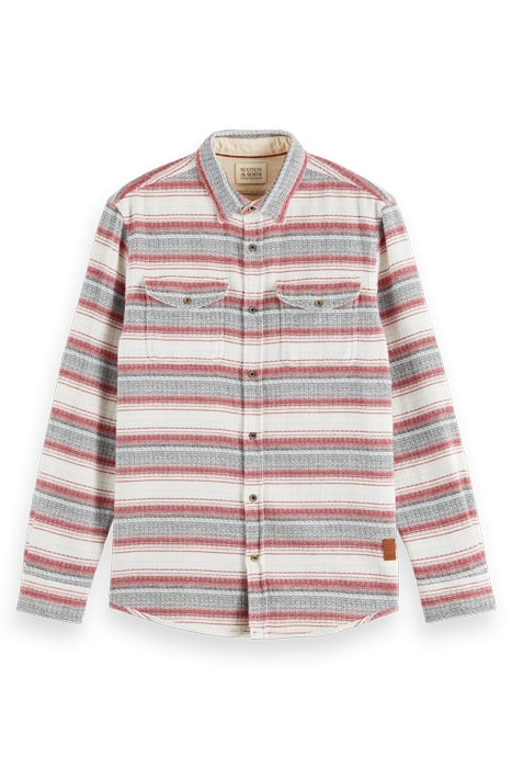 WAFFLE CHECK STRIPE SHIRT MULTI BLUE STRIPE 4