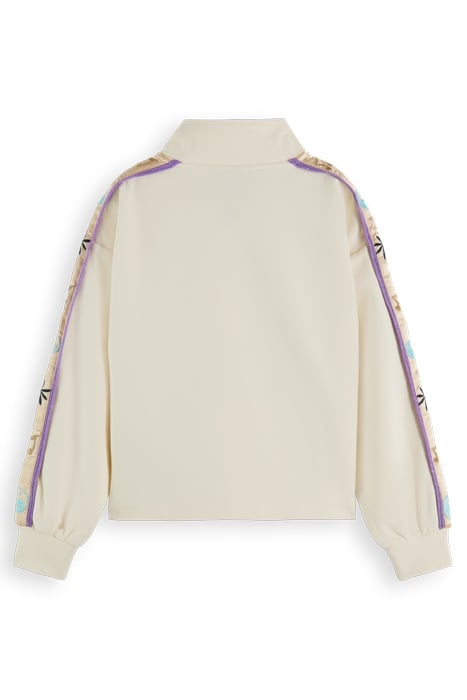 HALF-ZIP TAPE DETAIL SWEATSHIRT OFF WHITE 5