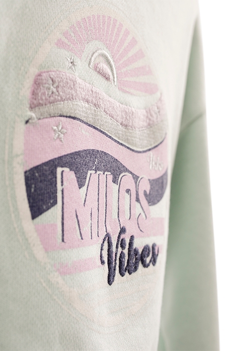 GIRLS’ AQUA GREEN EMBROIDERED VINTAGE IMAGE SWEATSHIRT 6