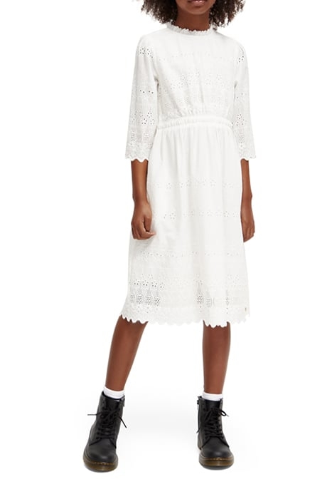 MIDI BRODERIE ANGLAISE DRESS OFF WHITE 2