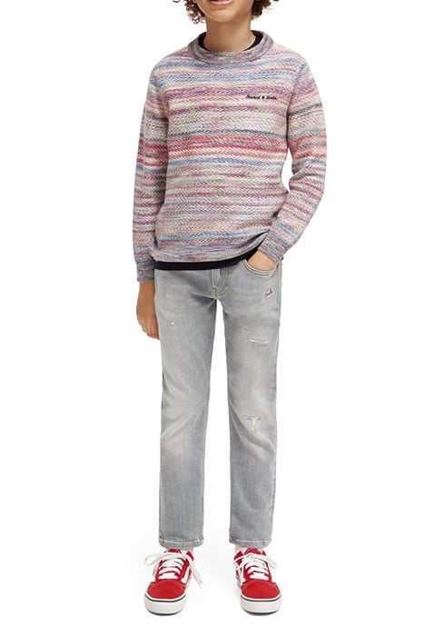 STRUCTURED SPACE-DYED PULLOVER STEEL/BERRY STRIPE 3