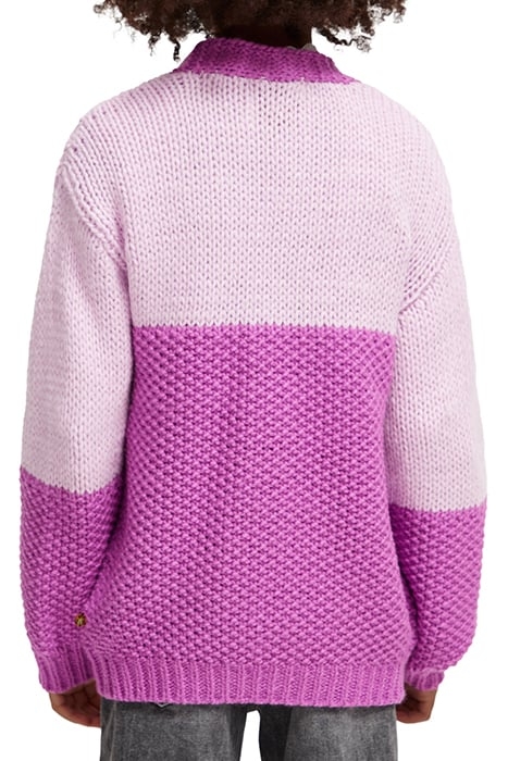 KNITTED COLOURBLOCK CARDIGAN DISCO PINK 2