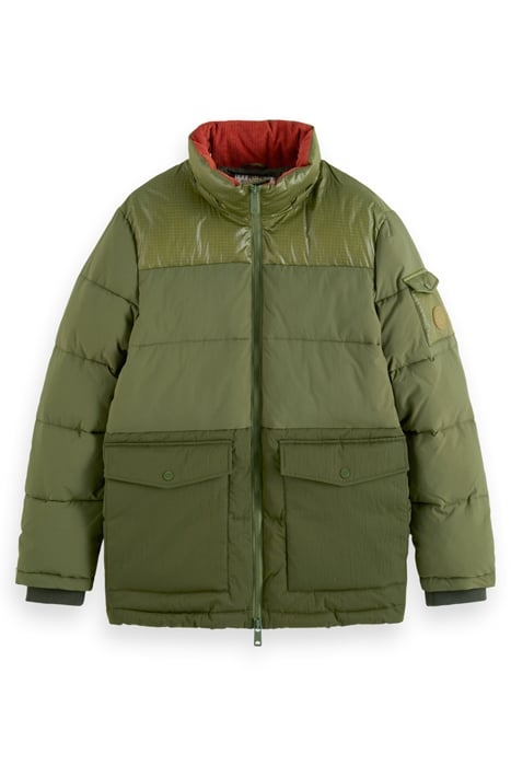 MID LENGTH FABRIC MIX PUFFA JACKET ARMY 6