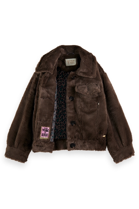 FAUX FUR TRUCKER JACKET DARK CHOCOLATE 5