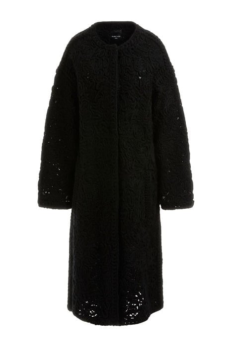 MARCIANO BY GUESS BRAID COAT JET BLACK FAUX FUR 3