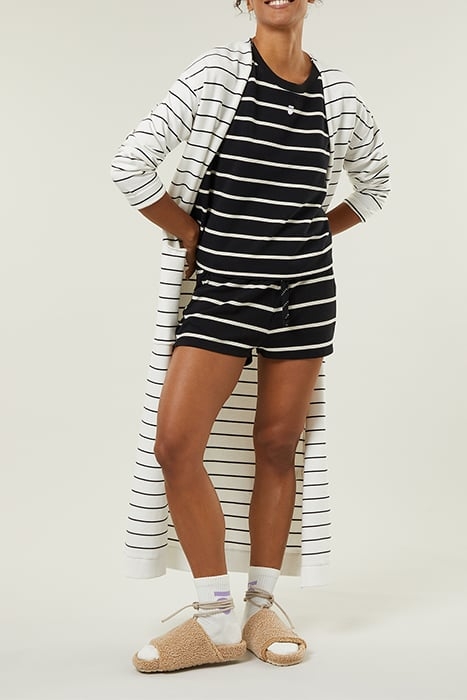 LONG CARDIGAN STRIPE ECRU/BLACK 1