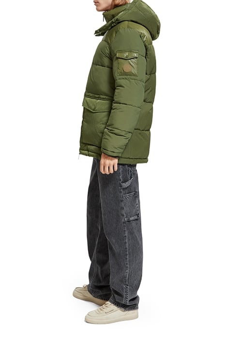 MID LENGTH FABRIC MIX PUFFA JACKET ARMY 8